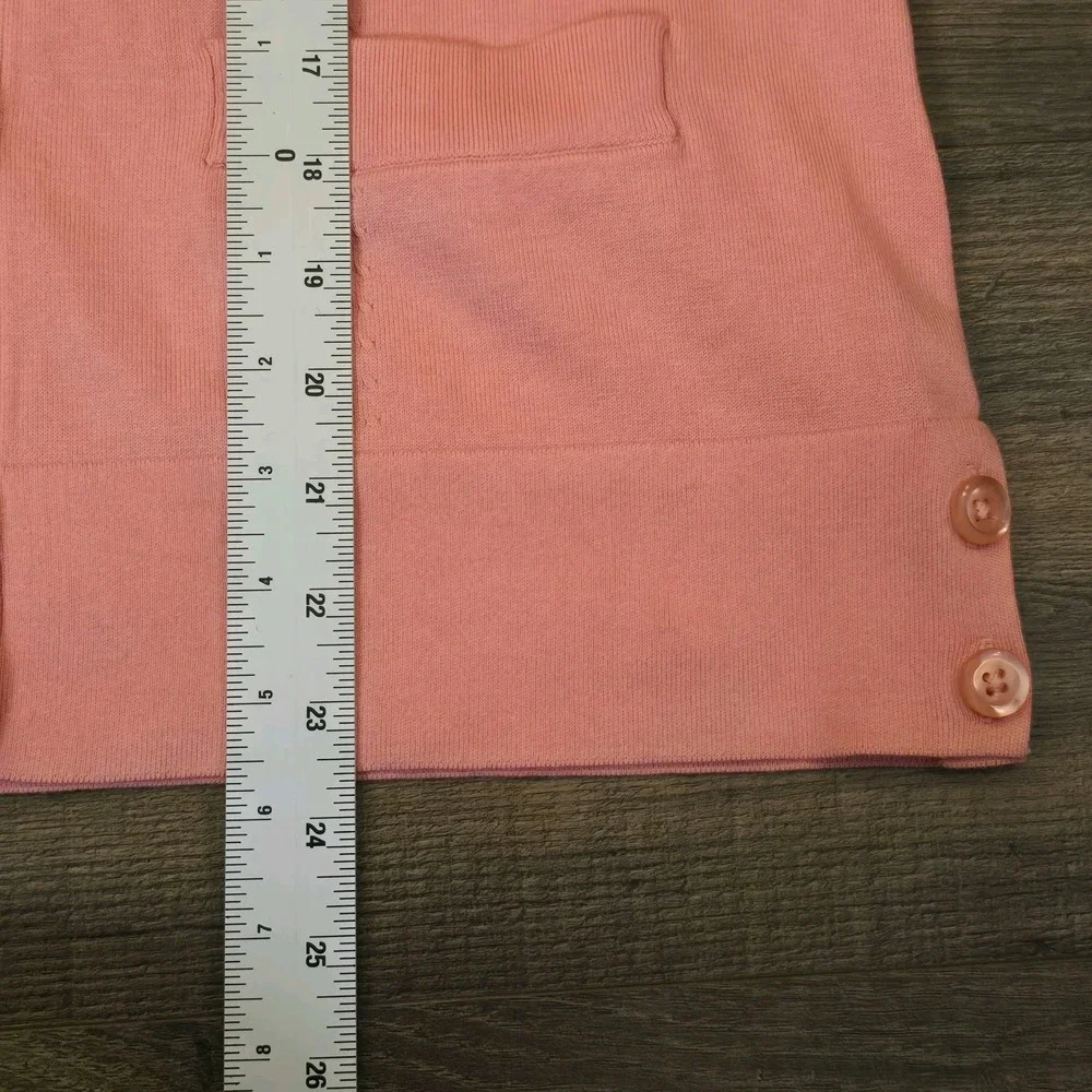 Pendleton Sweater Womens Medium Pink‎ Peach Cardigan Silk Blend Button Work - Picture 8 of 9